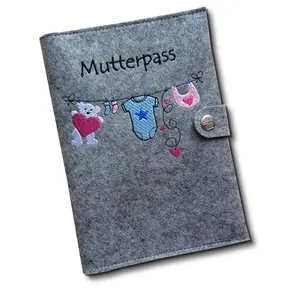 Customized Embroidered Mutterpass Felt Maternity Passport Protective Cover for Ultrasound Pictures and Examination Booklet