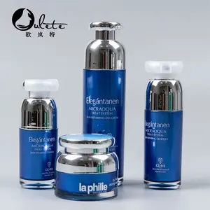 empty fancy plastic airless pump bottles and cream jars for cosmetics packaging sets