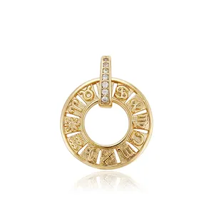 33203 xuping jewelry fashion Latest designed compass pendant jewelry engrave Zodiac pendant for necklace