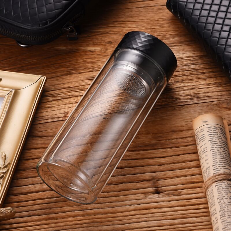 300ML Double Wall Glass Water Bottle With Tea Filter,Tea Filter Water Bottle,Water Filter Bottle
