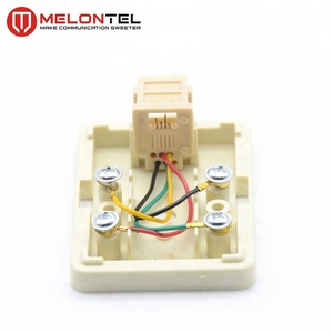 Boîtier de sortie téléphonique mural Melontel MT-5821 RJ11 en plastique ABS ivoire à port unique - Product Image 5