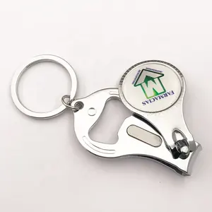 Promotional 3-in-1 Steel Keychain Nail Clipper with Portable Bottle Opener for Personal Care