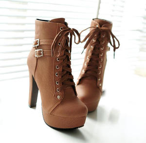 Botines informales de tacón grueso para <span class=keywords><strong>mujer</strong></span>, botines de tacón alto impermeables de 43 tallas, up-0581r, venta al por mayor - Product Image 4