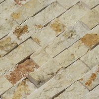Tuile murale en pierre fendue de décoration intérieure au design moderne, beige clair, calcaire, 1x2 pouces, mosaïque de briques à face fendue
