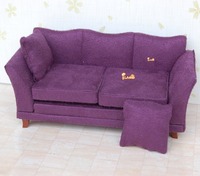 Maison de poupée Mini canapé Salon Meubles Canapé double Canapé-lit en violet JL812