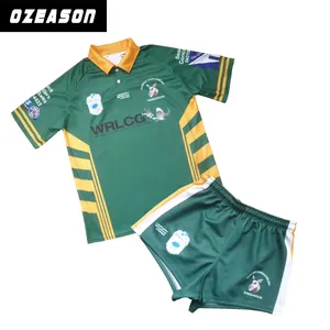 Conjunto de camiseta de rugby sublimada personalizada al por mayor camiseta de rugby para hombre estilo polo y pantalones cortos camiseta de rugby