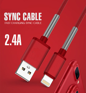 <span class=keywords><strong>Cable</strong></span> de Teléfono móvil Para el <span class=keywords><strong>iphone</strong></span> de Apple 5 5C 5S SÍ de Metal Trenzado 2.4A USB Data Sync Cargador de Carga Rápida - Product Image 1