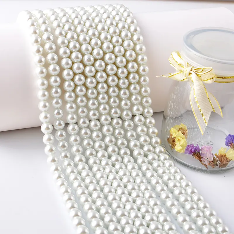 Bunte Mehr Arten 6mm 8mm Glas Nachahmungen von perlen Lose Elfenbein Glas Perle Perlen für Rosenkranz, Der