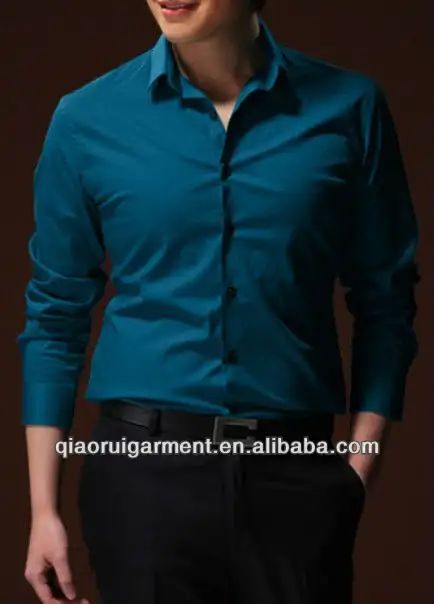 Châu Âu Kích Thước Bông Màu Xanh Phong Cách Đám Cưới Slim Fit Chính Thức/Ăn Mặc Dài Tay Áo Polyester/Cotton Người Đàn Ông Áo Sơ Mi