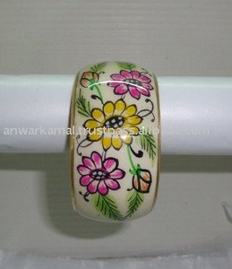 Brazalete de aluminio artesanal indio mayorista de proveedores al por mayor con flor pintada - Product Image 6