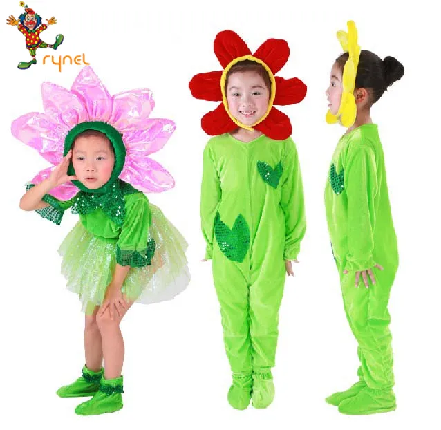 PGCC2059 Sun Flower Costume Carnival Party Adult Kids Funny Sunflower Cosplay Fancy Dress