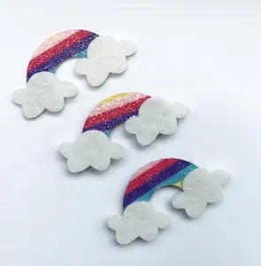 Custom Handmade DIY felt glitter rainbow patch cute motif for hair clip accessory