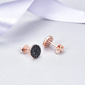 Poliva 925 sterling Silver <span class=keywords><strong>onyx</strong></span> đá tai đinh tán Rose Gold hợp thời trang đồ trang sức màu đen bijuteria mạ Zircon chính nhập khẩu Trung Quốc - Product Image 3