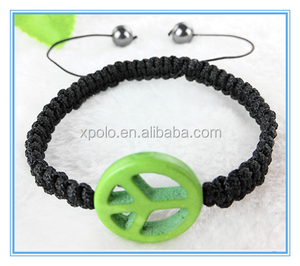 2015 de la turquesa del encanto de la paz pulsera tejida pulsera hechos a mano precio <span class=keywords><strong>venta</strong></span> al por mayor - Product Image 3