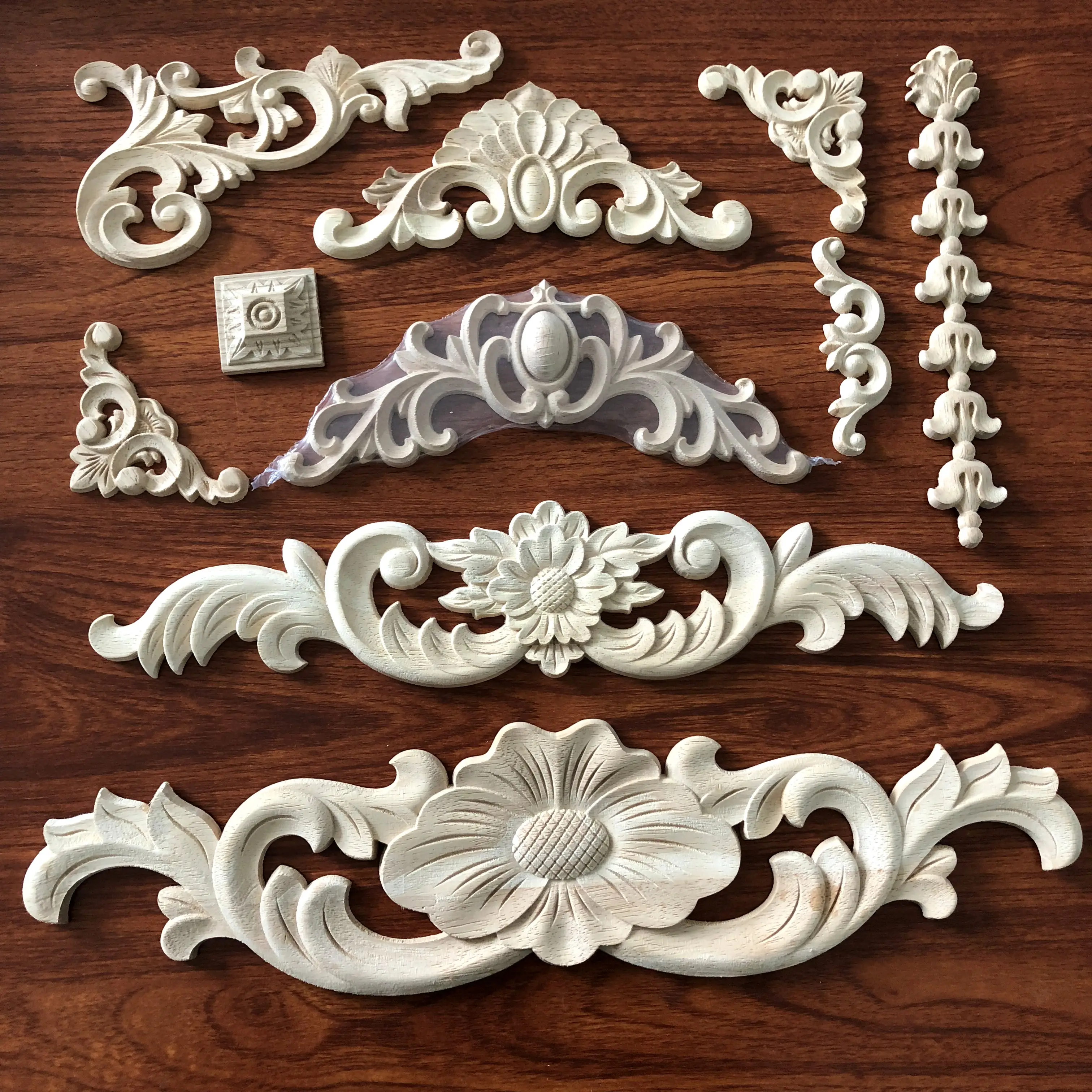 Wooden Carved Appliques Wall Embeshments Onlays Hot Sale Wood Carvings