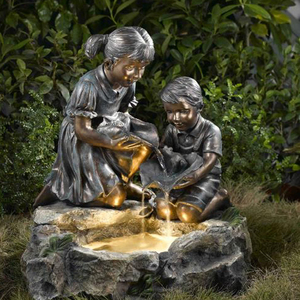 Gran jardín al aire libre escultura arte del metal <span class=keywords><strong>de</strong></span> bronce <span class=keywords><strong>fuente</strong></span> <span class=keywords><strong>de</strong></span> niño y niña - Product Image 5