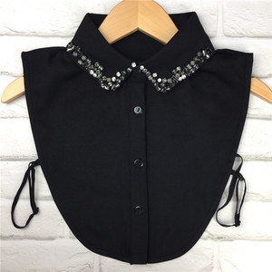 Nueva blusa desmontable medias camisas elegante moda mujer cuello con diamantes de imitación - Product Image 2