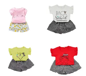 2019 حار بيع جديد بالجملة الأزياء بوتيك الاطفال الملابس زهرة صغيرة شخصية نمط جميل الفتيات