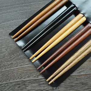 Satu Set 5 Sumpit Kayu Ukir Garis Spiral, Peralatan Makan Gaya Jepang Sumpit Ironwood Indonesia