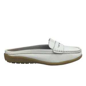 Wholesale <strong>White</strong> Leather <strong>Ladies</strong> and Women <strong>Loafers</strong> Casual Flat Shoes Summer Female Shoes - Product Image 1