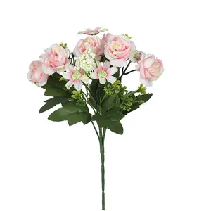 Cheapest 5 Heads Artificial Silk Roses Bouquet Everyday Decoration Rose Flower