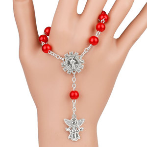 NX0055 Huilin gioielli bambini cattolici braccialetto battezzato 8mm perle imitazione <span class=keywords><strong>con</strong></span> <span class=keywords><strong>angelo</strong></span> ciondolo Gesù rosario <span class=keywords><strong>bracciale</strong></span> - Product Image 2
