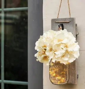 แจกันดอกไม้ตกแต่งบ้าน,แจกันแขวนผนังแบบ Led กระจกสวนแนวเรโทรสำหรับตกแต่งบ้าน