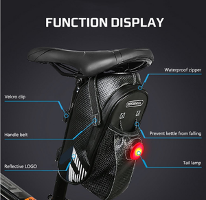 Bolsa de <span class=keywords><strong>Herramientas</strong></span> para <span class=keywords><strong>Bicicleta</strong></span> de Montaña, Bolsa de Transporte Debajo del Asiento con Luz Trasera y Soporte para Botella de Agua - Product Image 2