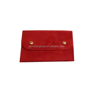 Красный замшевый тканевый чехол для ювелирных изделий с бронзовой кнопкой