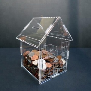 Casa a forma di acrilico trasparente scatola di immagazzinaggio di denaro in acrilico staccabile scatola di monete Lucite salvadanaio per bambini negozio Boutique - Product Image 2