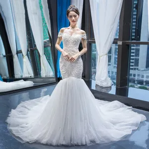 RSM66666 off-shoulder mermaid 2019 wedding dress bridal gown trumpet lace bridal dresses suzhou