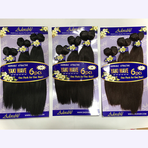 Adorabile Tessuto dei <span class=keywords><strong>capelli</strong></span> Sintetici Yaki Dritto 6pcs Estensioni dei <span class=keywords><strong>capelli</strong></span>, la testa piena in pacchetto a buon mercato di estensione dei <span class=keywords><strong>capelli</strong></span> sintetici - Product Image 3