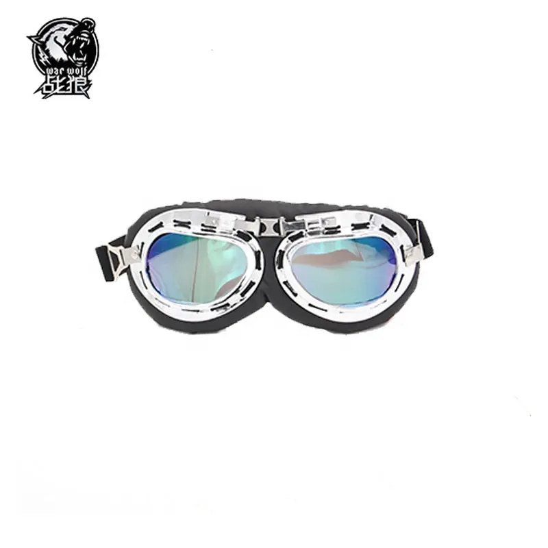 Anti-UV wear resistant half frame motocross vintage driving harley motorcycle goggles with multi color