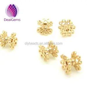 Double side flower 6x5mm with 1.2mm hole 24k gold vacuum plating bead caps