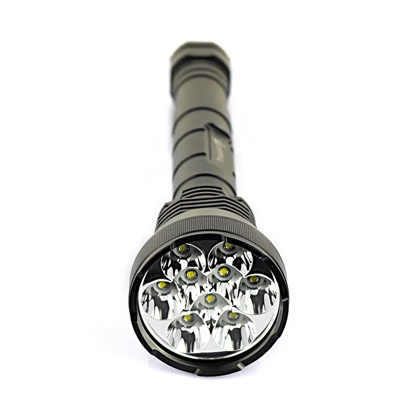 مصباح يدوي LED تكتيكي طويل المدى, 10000 لومن 9T6 LED مصباح يدوي للدفاع مقاوم للماء 18650/26650 بطارية تعمل بالطاقة طويلة المدى LED التكتيكية مصباح يدوي الشعلة