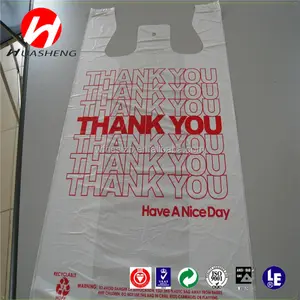 生分解性THANKYOU Tシャツバッグ/ベストキャリアhdpeプラスチックショッピングバッグ