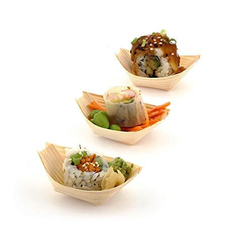 Natural chinese product disposable pine wood boat for food cheap wood boat mid