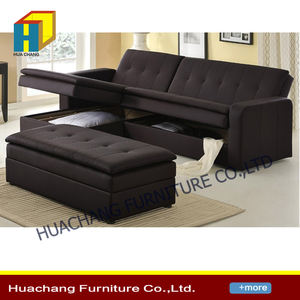 Fabric convertible sectional corner sleeper storage sofa bed