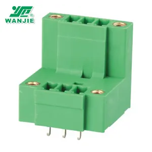 Wanjie Blok Terminal Colokan Jantan Pitch 3.5Mm 3.81Mm Tingkat Ganda dengan Mur WJ15EDGVTM-3.5/3.81