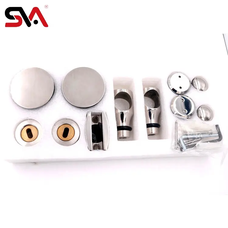 China SVA-0009 Stainless Steel Round Tube Pipe Roller Frameless Sliding Shower Door Hardware Kit Glass Sliding Door Hardware Set