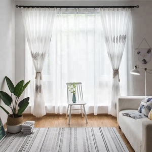 Semplice Grigio/Bianco Doppio foglie Ricamato Voile <span class=keywords><strong>Tende</strong></span> <span class=keywords><strong>per</strong></span> la Camera Da Letto <span class=keywords><strong>Soggiorno</strong></span> Tulle Finestra <span class=keywords><strong>Tende</strong></span> Trasparenti - Product Image 3