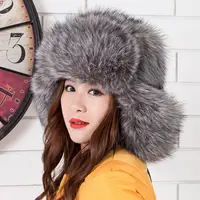 Chapeau de luxe en fausse fourrure de renard pour femme, épais, doux, chaud, style russe, hiver