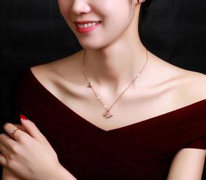 2019 Wholesale 18k Rose Gold Necklace <strong>Stainless</strong> <strong>Steel</strong> Jewelry Set Imitation <strong>Jewellery</strong> - Product Image 3