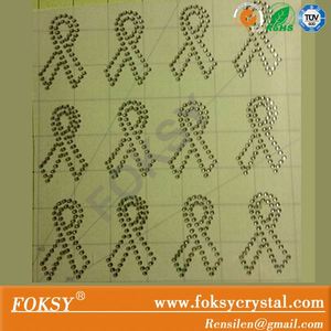 <span class=keywords><strong>Strass</strong></span> sensibilisation ruban de fer sur les transferts pour cheer bows de cancer du sein pour pom-pom girl <span class=keywords><strong>cheveux</strong></span> arcs conception - Product Image 1