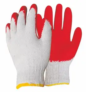 cheap red color small latex coted work gloves smooth finished with en388 for Poland and Korean market