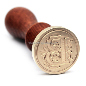 <span class=keywords><strong>Sello</strong></span> de cera inicial clásico de madera con letras del alfabeto, sellos de madera Vintage para tarjetas/sobres - Product Image 2