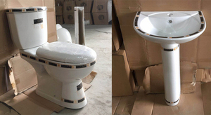 Lavabo <span class=keywords><strong>de</strong></span> Pedestal <span class=keywords><strong>de</strong></span> Cerámica Rosa para Baño, Lavabo Decorativo con Diseño <span class=keywords><strong>de</strong></span> <span class=keywords><strong>Roca</strong></span> - Product Image 6