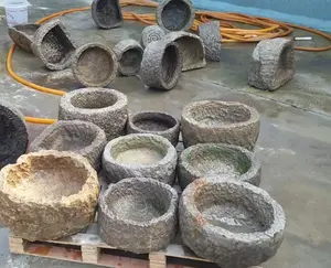 Garden Reclaimed antique granite round pots