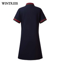 Robe polo extensible pour femme, robe t-shirt décontractée, robe mi-longue à manches courtes en tricot, col chemise, tenue de bureau d'été, logo personnalisé OEM