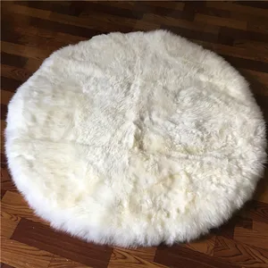 圆形正品豪华100% 羊皮羊毛超大毛皮地板地毯